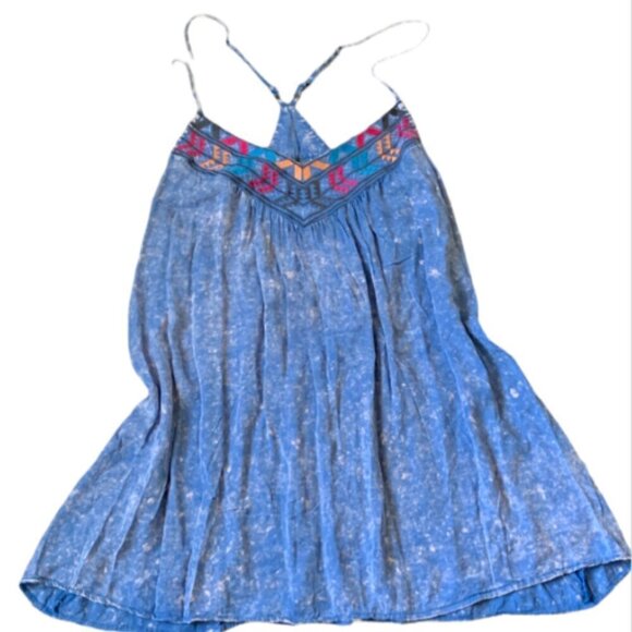 En Creme Embroidered Swing Trapeze Racerback Tank Top Sz S #19B - Picture 2 of 9